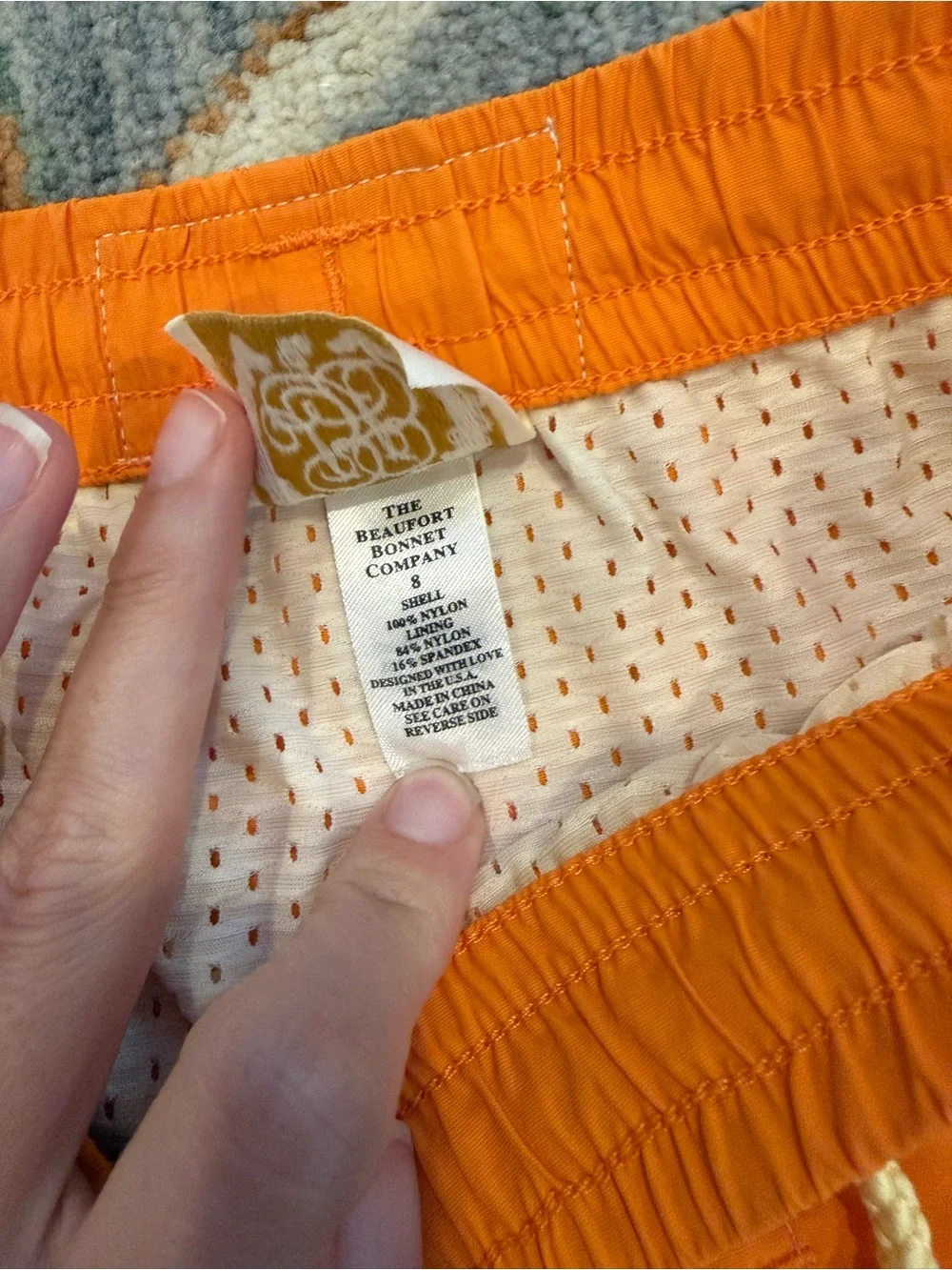 The Beaufort Bonnett Co Colorblock Orange & Pink Swim Trunks boys size 8 TBBC